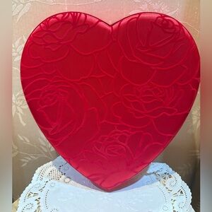 See's Candies Red Rose 🌹 Embossed Quilted Empty Heart-Shaped Rose Box